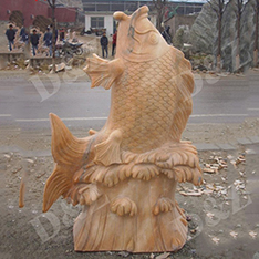 natural red marble garden fish statues fountain watering